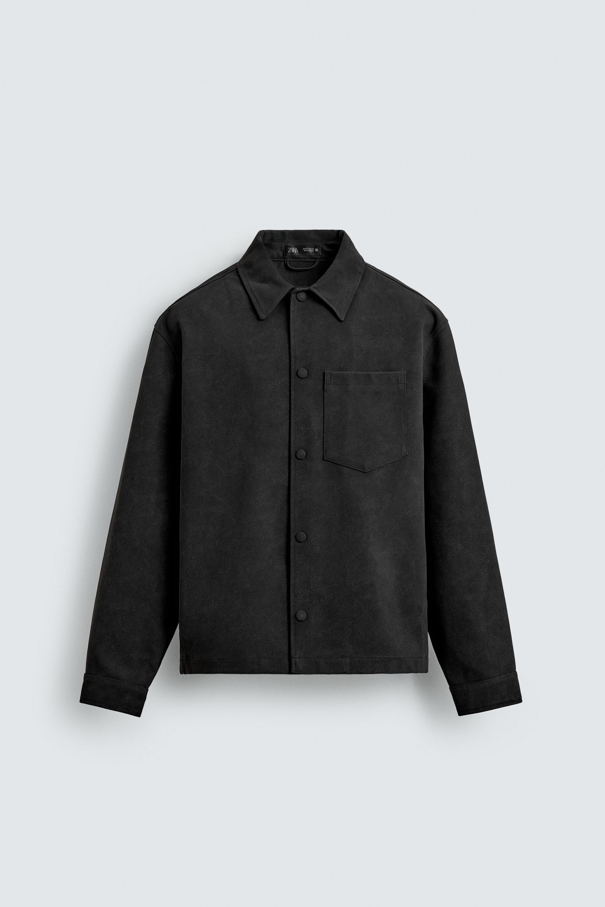 RELAXED FIT FAUX SUEDE OVERSHIRT